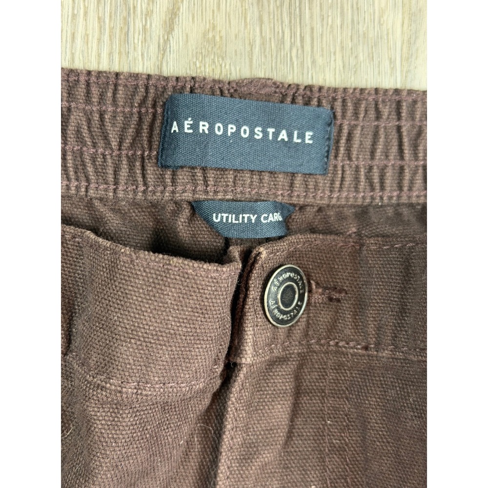 Y2K Aeropostale Womens XL Utility Cargo Pants Brown Wide Leg Cotton - Picture 3 of 13